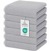 Moosfor Strofinacci 100% cotone, set da 6 pezzi, 32 x 72 cm, morbidi strofinacci da cucina, assorbenti, spessi e di alta qualità, colore: grigio chiaro