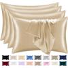 lazzaro home feel the difference Lazzaro - Confezione da 4 federe in raso di seta, ipoallergeniche, con chiusura a busta, ultra morbide, dimensioni standard, color champagne (50 x 75 cm)
