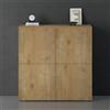doporro Mobile Organizzatore Credenza Buffet in Legno con 4 Ante Push-to-Open e Soft-Close per Soggiorno, Sala da Pranzo o Ingresso, 100x36,4x100 cm Marrone chiaro Schrank04