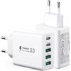 sccvee [2 Pack] Caricatore USB C 50W, caricabatterie multiplo [2 USBC e 3 USBA, caricatore da parete adattatore USB, alimentazione Fast Charge PD3.0 compatibile con iPhone 15/16/Galaxy S23/Tablet