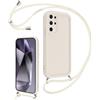 Coalbooliy Cover per Samsung Galaxy S24 Ultra 5G 6,8 con Cordino per Cellulare, Custodia Silicone con Collana Sottile Morbida Case Protezione della fotocamera Antiurto con Necklace, Bianco