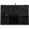 Perixx PERIBOARD-510H PLUS, Tastiera con touchpad - USB - con cavo - con 2 porte USB Hub - Super Mini 230x160x20mm - Silent X Type Scissor Keys - US English Layout