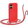N NEWTOP Cover CV35 Compatibile iPhone 17, Custodia TPU Silicone Semi Rigido Case Liscia Guscio Laccio Tracolla Cellulare Girocollo Collana Protettiva Anti Urto Laccetto Regolabile (Rosso)
