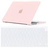 Se7enline Compatibile con Macbook Pro 14 Case 2021 2022 Custodia rigida in plastica per Mac Pro 14 Nuovo modello M1 Pro/M1 Max A2442 e TPU Tastiera Protettiva Skin (Layout), Chalk Pink