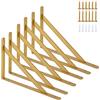 Ouvin Staffe per mensole da parete, confezione da 6 staffe triangolari per mensole in ferro, supporti per mensole con viti, angolo retto nero (20,3 cm) oro