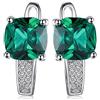 JewelryPalace Orecchini Argento 925 con Simulato Smeraldo, Piercing Donna Cerchio con Pietra Verde a Taglio Cuscino, Set Gioielli Verdi e Argento