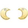 Monde Petit Orecchini per Bambina luna con zircone - oro giallo 9k (375) - Scatola Regalo - Certificato di garanzia