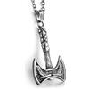 GTHIC Collane con ciondolo ascia vichinga in acciaio inossidabile per uomo donna Regali gioielli corvi nordici, argento 70 cm