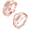 Josfeva Set di 2 anelli antistress, in argento sterling 925, in argento sterling 925, apribile, regolabile, con perle, unisex, per ansia, Argento sterling, Zirconia cubica