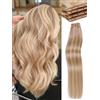 WIGNEE Double Invisible Pu Ovo Extension Capelli Umani 100% Remy Capelli 2 Pezzi 16 pollici Senza Colla Genius Micro Bead Extension Capelli Umani Reali (18/613)