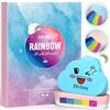 Elfinbay Bombe da bagno arcobaleno per bambini, palline da bagno per ragazze, 2 grandi bombe da bagno fatte a mano, regalo di compleanno per bambini e donne