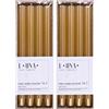 DONAU HOME Set di 8 candele lunghe a coste, dorate, 30 x 2,25 cm, senza profumo, candele da tavola per decorare il soggiorno, il bagno, 10 ore di durata