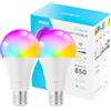UPXNBOR Lampadina Smart E27, 9W, Lampadina LED WiFi RGBWW Dimmerabile con 16 Milioni di Colori, 850 lm, Accessorio Smart Home compatibile con Alexa, Compatibile con Alexa e Google Assistant, 2,4 GHz, 2 Pezzo