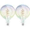 Eglo LED E27 colorata, lampadina grande colorata luccicante, lampada a globo nei colori dell'arcobaleno, 3 Watt, illuminante bianco caldo, 2200k, G150, Ø 15 cm (Confezione da 2)