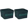 Wenko Cesta da bagno Anela Square in design a corda per riporre e mettere in ordine strumenti e accessori da bagno, 100% poliestere, maniglia in pelle artificiale, 14 x 9 x 14 cm, verde scuro