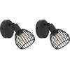 Eglo Applique Sonnino, lampada a muro per interni con faretto regolabile, stile industriale in metallo nero, per soggiorno e camera da letto, attacco E14