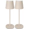 Majestic AGATA - Lampada da tavolo LED senza fili ricaricabile, Lunga durata, Dimmer Touch, Luce Calda-Naturale-Fredda, per interni ed esterni IP54, H37cm, SABBIA (Confezione da 2)