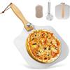 YUDAWN Pala per pizza in alluminio, con manico in legno rimovibile, accessori per pizza, per pizza e pizza da 35,5 cm x 30,5 cm