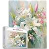 Tucocoo Puzzle di Gigli Bianchi per Adulti - 1000 Pezzi, Fiori Che Sbocciano Giardino Stile Artistico, Colorato Fai da Te per Regali di Decorazione Domestica, per la Famiglia