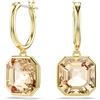 Swarovski Millenia Orecchini Pendenti, con Cristalli Cry Color Caramello Swarovski, Taglio Asscher, Montatura a Castone, Placcatura in Tonalità Oro, 2,8 x 1,2 cm, peso (singolo orecchino) 2,88 g