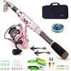 Sougayilang Canna da pesca e mulinello, canna telescopica ad alto tenore di carbonio, mulinello leggero con esche da pesca portatile, kit da viaggio adatto per donne regalo -F27