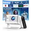 Alwtniet Proiettore Portatile 4K 8K [1080P Nativo e App Integrate] Mini Videoproiettore WiFi 6 Bluetooth 5.4 Android 14 Auto Keystone 6D/Auto Evita Ostacoli per Telefono, Smart TV, HDMI,USB HY350 Max