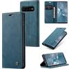 Sojlecyu Cover per Samsung Galaxy S10 Libro Portafoglio Pelle PU, Blu verde | Custodia con 2 slot carte e scomparto banconote, chiusura magnetica, funzione supporto e TPU antiurto - Custodia a libretto