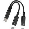 Kefiany Adattatore USB C a doppia spina (2 in 1) per iPhone 15 Pro, ricarica PD, DAC, cavo audio laptop, compatibile Samsung
