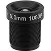 Aukson 6mm CCTV Camera Lens, M12*0.5, Grandangolo, Fisso, Black, Supporto IR, 58° Vision, 2 Milioni di Pixel