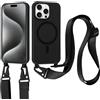 Jrkvniv Cover per iPhone 11 Pro con Cordino, Custodia con Regolabile Laccio Collana Tracolla, Ultra Sottile Silicone Antiurto AntiGraffio Protettiva Case per iPhone 11 Pro, Nero