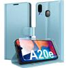 Eirltiy Cover per Samsung Galaxy A20e Portafoglio Pelle PU Premium, Custodia Scomparti Carte Antiurto Protettiva Case con 1 Vetro Temperato, Blu