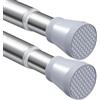 ZipGlo Bastone per tenda da doccia, 70-130 cm, 2 pezzi, asta per tenda da doccia, aste a tensione argentate per tende in acciaio inox, aste per doccia per finestre, bagno