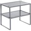 SONGMICS Scaffale Portaspezie, Set di 2 Organizzatori da Cucina | Espandibili, scaffale da cucina impilabile in metallo, KCS01SV