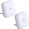 SEBSON Luce Notturna LED con Rilevatore di Movimento - Set da 2 - Sensore Crepuscolare, Dimmerabile - Sensore a Infrarossi 3m/120°, Bianco Caldo 2.700K