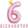 Alaoo Palloncino Numero, Palloncino Numero 6 D'rosa, 40 Pollici Palloncini con Numeri di Compleanno con Corona, Gonfiabili Elio o Aria, Decorazione per Compleanno, Festa, Anniversario