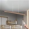 YYUTLUO Lampada A Sospensione A LED In Legno Per Tavolo Da Pranzo, Marrone Dimmerabile Con Telecomando, Lampada Sospensione Altezza Regolabile Design Lineare Moderno Lampada Soggiorno Sospesa (100cm)