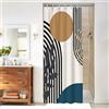 Uiiooazy Tenda Doccia Antimuffa, Tenda da Doccia Piccola 90x180cm Boho Chic Blu Astratta Arancia Sole Grigio Foglie Tende da Bagno Tessuto Lavabile Impermeabile Tende per Vasca da Bagno con 6 Anelli