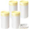 Behogan 4 rotoli di sacchetti XXL per lettiera per gatti, 104 x 45 cm, colore bianco, con cordoncino giallo, per gatti, sacchetto per lettiera per gatti autopulente (10 pezzi/rotolo)