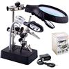 Telituny Lente d'ingrandimento per saldatura 2.5X 7.5X 10X LED Light Helping Hands Magnifier Station Supporto per lente d'ingrandimento con clip per lavori di saldatura con saldatore(Spina UE)