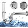 SIKEFIWO Sifone universale per lavabo con 3 guarnizioni in gomma e tubo di scarico con attacco a parete (sifone)