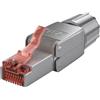 goobay CAT6 RJ45 maschio/spina di rete da 10 Gbps/montaggio senza utensili/spina STP CAT 6 con contatti placcati in oro / 65940