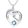 AOBOCO Collana da cavallo in argento 925 Ragazze, gioielli da cavallo per ragazze e donne (acquamarina simulata)