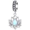 Kerraom Pendente Loto in Argento 925 con Pietra di Luna - Ciondolo Charm per Donna, Per Collane e Braccialetti - Regalo per Madre, Figlia e Famiglia