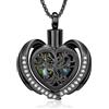 AIWENXI Collana Albero della Vita Gioielli per Cremazione Urne per Asche in Forma di Cuore Amanti Ricordo Urna Commemorativa in Acciaio Inox Asche Ciondolo Gioielli per Cremazione, Acciaio