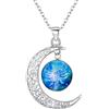 Clearine Collana Argento 925 Oroscopo Zodiaco 12 Costellazione Astrologia Galassia & Mezzaluna Luna Perle di vetro Pendente Scorpione