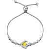 AGVANA Bracciali da Donna, Regolabile Braccialetti Cuore Fiore Rosa in Argento Sterling 925, Heart Portafortuna Bracciale Gemma Regalo di Gioielleria per Donna Regalo