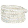 KELITCH Bianca Trasparente Cristallo Perline - Bianca Pelle 5 Wrap Bracciale