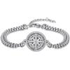 PARYFO Bracciale vichingo da uomo, in argento sterling 925, lupo e drago, odino, bussola, gioielli vichinghi, con catena in acciaio inox, Große, Argento sterling, cristallo