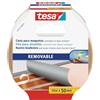 Tesa Biadesivo per Pavimenti Rimozione senza Residui - Nastro Biadesivo per Moquette, Pavimenti in Pvc - Nastro per Fissaggio Rinforzato in Tessuto, 10 m x 50 mm (Confezione da 5)
