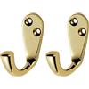 Merriway Bulk Hardware BH01321 Gancio Singolo Appendiabiti, Ottone Lucido, Bianco (Confezione da 2)